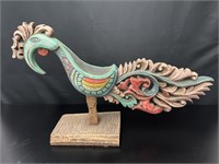 Large Wood Colourful Bird Carving Sculpture On