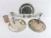 3 assiettes métal argenté International Silver +