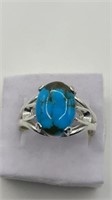 Kingman Turquoise Sterling Ring Size 10