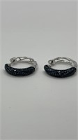 1/2 Carat Blue Diamond Sterling Earrings