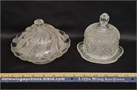 Vintage Glass Butter Dishes x2