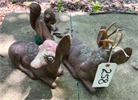 2 Deer & Squirrel Yard Ornaments