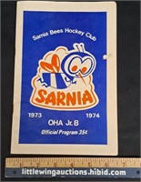 1973/74 SARNIA BEES HOCKEY CLUB PROGRAM