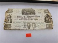 Ultra Rare 1852 Kiers Rock Oil Allegheny 100 Bill