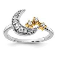 14k Diamond Moon Star Ring
