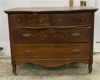 (F) Vintage Oak Wood Dresser: 43 x 20 1/2 x 33