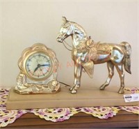 Vintage United clock co. horse mantel clock