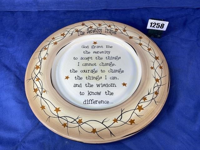 The Serenity Prayer Plate, 15.75"D.