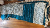 Teal Satin & Lace Bedspread