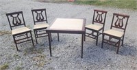 Mahogany card  table with 4 chairs.