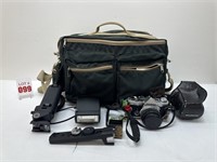 Olympus OM-2N Camera with 50mm Lens and Bag