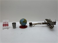 Vintage Globe Bank, Airplane, Shot Glass