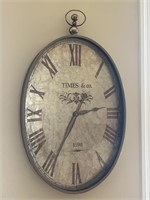 Large 35" Pocket Watch Style Argento Wall Clock