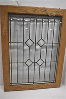 Vintage Leaded Beveled Glass Window w/Hang Chain