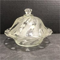 Candy Dish With Lid Glass Swirl