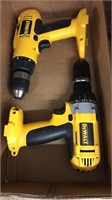 PAIR OF DEWALT DRILLS, NO BATTERY/CHARGER