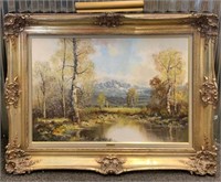 J. Fuhrmann Oil On Canvas Mountain Landscape