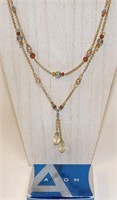 Avon Glass Topaz Double Strand Dangle Necklace
