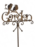 Metal "Garden" Yard Stake Sign w Birds