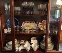 Lot, assorted stemware and china