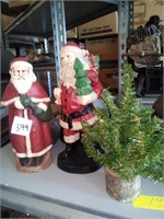 Two ceramic Santa Claus and tree