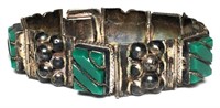 Sterling Bracelet & Inset Green Stones