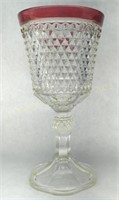 INDIANA GLASS Diamond Point & Cranberry Compote