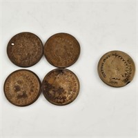 (5) Indian Cents including an 1860