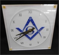 Masonic items: Clock, 7.5" square - 1960 milk