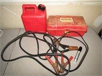 Jumper Cables, Gas Can, Toolbox w/ Misc Tools