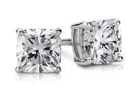 14kt Gold 2.00 ct Cushion Lab Diamond Earrings