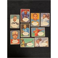 (9) 1953 Bowman Football Cards Varying Condition