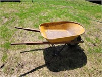 Wood handle steel wheelbarrow