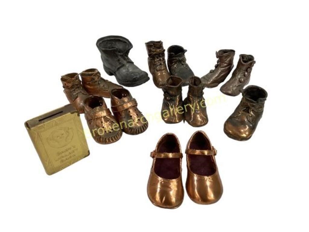 Collection of Bronze Baby Shoes