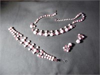 Vintage Pink Rhinestone Jewelry Set