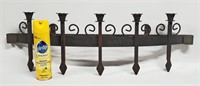 WROUGHT IRON 5 CANDLE, WALL MOUNT CANDELABRA