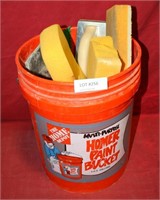 BUCKET OF TILE AND GROUT TOOLS