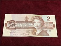 1986 BC-55b-i Canada $2 Banknote