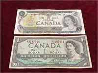 1954 & 1973 Canada $1 Banknotes