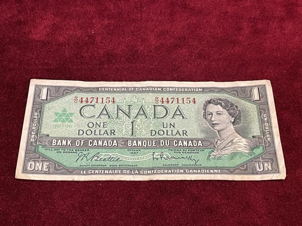 1967 BC-45b Canada $1 Banknote