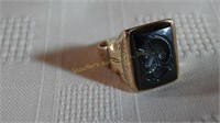 14 KT Gold Hematite Intaglio Man's Ring, size 10