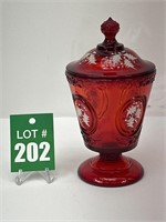 FENTON Ruby Red Footed Compote