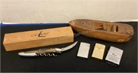 Laguiole Knife, Zippos & Wood Boat