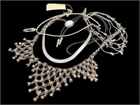 5 Necklaces - Bolo, Crystals, Metal Bibs etc.