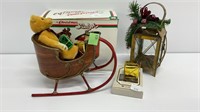 Christmas decoration lot, sleigh, tea candles