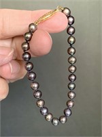 14k Clasp Black/Dk Grey Baroque Pearl Bracelet