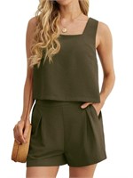 R5147  JWD Women's Square Neck Casual Set, Amy Gre