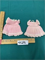 Vintage crocheted doll dresses