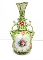 Nippon Porcelain Moriage Hand Painted Vase 9"T
