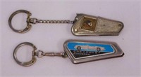 Two 1950's folding keychains w/ ignition key: